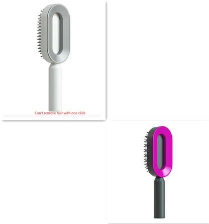 Self Cleaning Hair Brush For Women One-key Cleaning Hair Loss Airbag Massage Scalp Comb Anti-Static Hairbrush